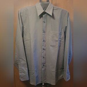 Milano‎ Uomo Men's Green Dress Shirt Sz 15½ 34/35 Tall Long Sleeve Button-Up EUC